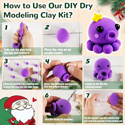Advent Calendars 2025 Kids, 24 Days Christmas Countdown Calendars DIY Air Dry Modeling Clay for Kids, Assorted Colors Polymer Clay Kit with Sculpture Tools, Best Christmas Gifts for Chidren Boys Girls