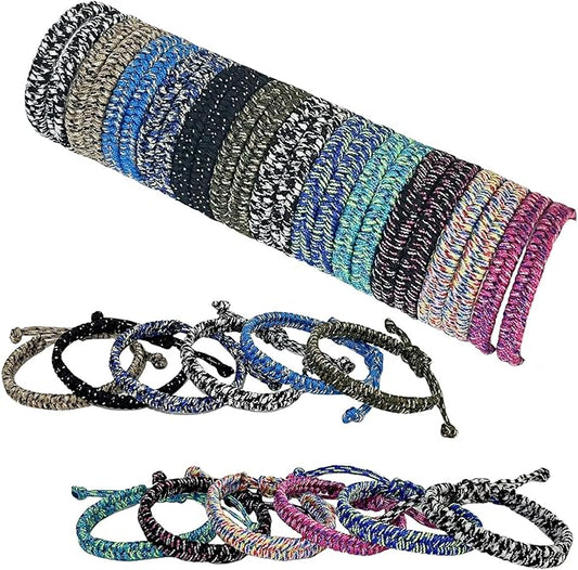 24 pcs Braided Friendship Bracelets for Teen Girls Boys Woven Paracord Bracelets Set Valentines Exchange Gifts Easter Basket Fillers for Teens Teenager Birthday Christmas Party Favors