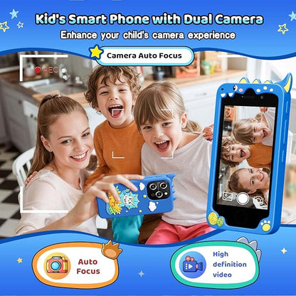 Kids Smart Phone for Boys, 4.0" Touchscreen Learning Music Puzzle-Games Toddler Phone for Kids Ages 3-9, Dual Camera，Built-in 8G SD Card Kids Phone Toy, Gifts for Kids Cell Phone Toy, Light Blue