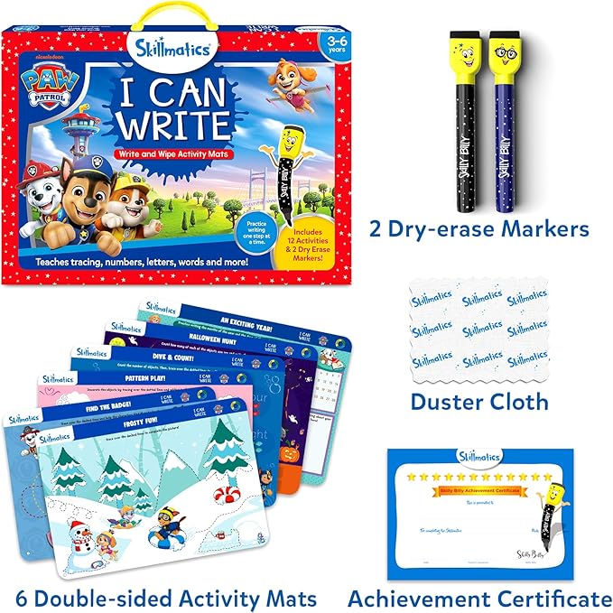 Skillmatics I Can Write PAW Patrol - Reusable Preschool Learning Activities, Educational Toy and Game, Back to School Supplies, Gifts for Students, Kids, Toddlers Ages 3, 4, 5, 6