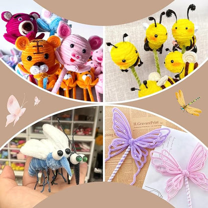 100 Pieces Pipe Cleaners Chenille Stem, Coffee Color Pipe Cleaners Set for Pipe Cleaners DIY Arts Crafts Decorations, Chenille Stems Pipe Cleaners (7 mm x 12 Inch)