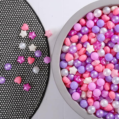 GOGOSO Shape Ball Pits Balls, Star Heart Plastic Play Balls for Toddlers Kids Children, DIY Giant Friendship Bracelet Banner