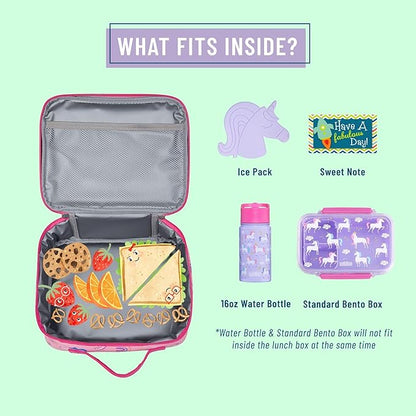Wildkin Kids Insulated Lunch Box Bag for Boys & Girls, Reusable Kids Lunch Box is Perfect for Elementary, Ideal for Snack Bento Bags (Rainbow Unicorn)