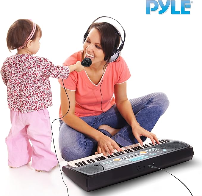 Pyle 49-Key Electric Piano Keyboard – Portable Digital Music Keyboard with Drum Pad, Microphone, Record & Playback Mode for Beginners and Kids
