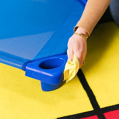 ECR4Kids Stackable Kiddie Cot, Assembled, Standard Size, Classroom Furniture, Blue, 5-Pack