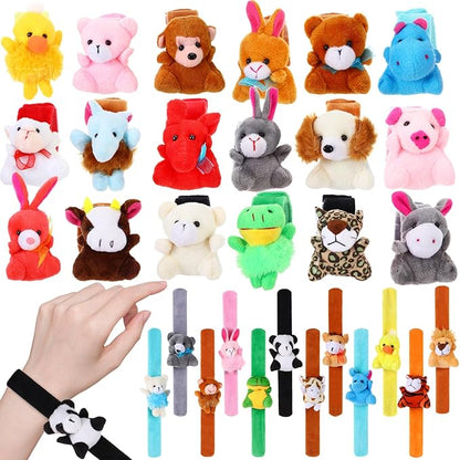 Leyndo 30 Pcs Stuffed Animal Slap Bracelet for Kids Cute Animal Slap Bracelets Stuffed Animal Bracelets Bulk Slap Bracelet Plush for Holiday Gifts, Themed Party Favors, Classroom Rewards
