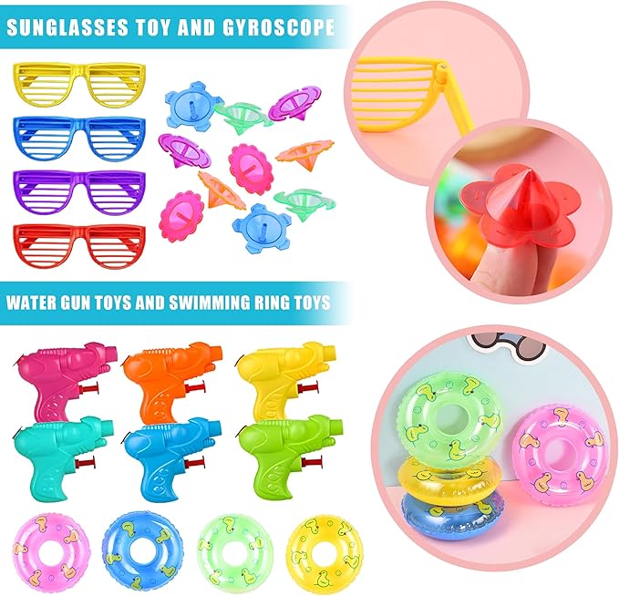 Pool Party Favors Summer Goodies Bracelets Stickers Gifts Pinata Filler Bulk for Summer Party Kid Hawaiian Flamingo Birthday Party Stuffers Supplies (Style 01)