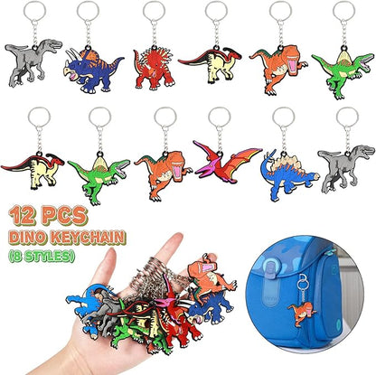 Golray 48Pcs Dinosaur Party Favors Dino Tote Non-woven Bags Dinosaur Keychain Slap Bracelets Glow In Dark Tattoos for Boy Kids Dinosaur Themed Birthday Party Supplies Treat Gift Goodie Bag Fillers