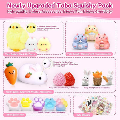 20Pcs Taba Squishy Toys kit With Toy Box- Kawaii Taba Squishies Stress Relief Toys for Kids- Squishy Fidget Squeeze Toys for Girls 8-10-6 7 8 9 10 11 12 Year Old Girl Birthday Gift-Kids Toys Girls 6-8