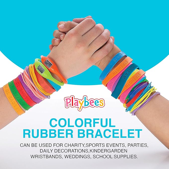 Rubber Bracelets with Sayings Assorted Colors 24-Pack Motivational Sayings Wristbands Unisex Accessories for Women Men Teens Students Graduation Gift Supplies - Party Favor Fashion & Prize