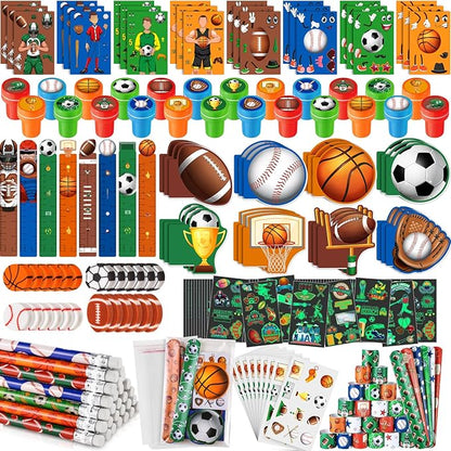 BenLouis 240Pcs Sports Party Favors Football Basketball Soccer Baseball Pencils Stickers School Stationery Bulk for Kids Sports Party Team Gift Fillers School Classroom games Rewards Supplies
