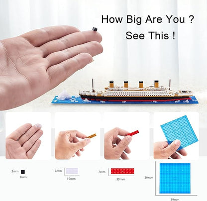Micro Mini Blocks Building Set Architecture Titanic Cruise Ship Modle Kit, a DIY Mini Bricks for Adults and Toys Presents for Kids 1872 PCS