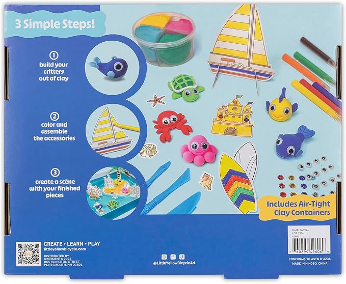 Clay & Play: Island Adventure Craft Kit - 92pcs, DIY All-in-1 Sensory Set, No Bake Air-Dry, Create - Learn - Play, Kids 6+