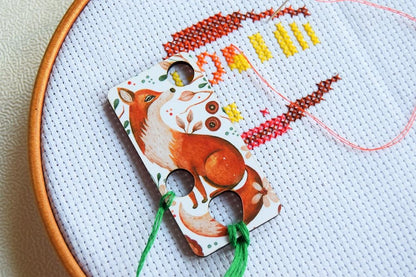 Floss drop for cross stitch fox wooden floss drops cross stitch thread drops organizer floss drop for cross stitch kit fox embroidery floss storage holders for threads cross stitch retreat gifts