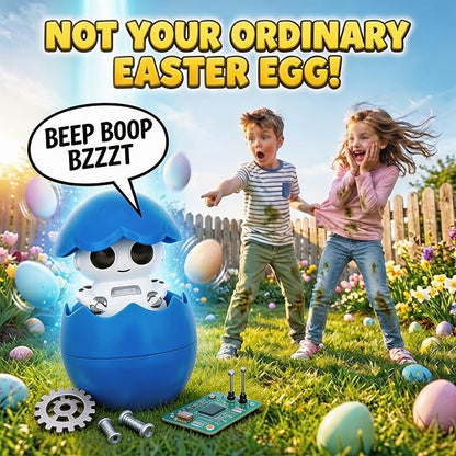 Egg Pops Talking Easter Egg Toy - Figure Pops Up & Plays Sounds, Easter Basket Stuffers for Teens - Interactive Kids Toys or Funny Gag Gifts for Teens, Cute Collectible Spring Character (Robot)