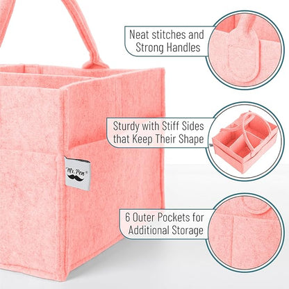 Mr. Pen- Baby Diaper Caddy Organizer, 2 Pack, Pink, Baby Caddy Organizer with Handle, Compact Size, Collapsible & Portable