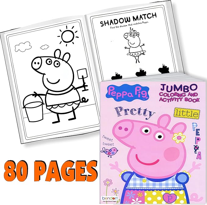 Coloring and Activity Set - Bundle Includes Peppa Pig Coloring Book, Peppa Pig Stickers, and 2-Sided Door Hanger (Peppa Coloring Book & Stickers)