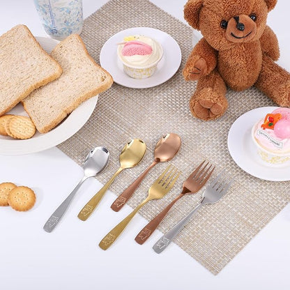 12 Piece Stainless Steel Kids Silverware Set,Toddler Utensils,Children Safe Food Grade Forks and Spoons,Mirror Polished, Dishwasher Safe