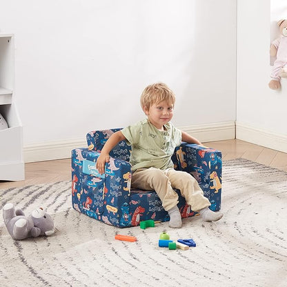 Ulax furniture Kids Sofa Couch, Children Flip-Out Chair 2-in-1 Toddler Chairs Convertible Sofa to Lounger
