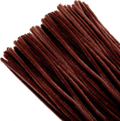 TOAOB 100pcs Pipe Cleaners Brown Chenille Stems 6mm x 12 Inch Fuzzy Sticks Craft Supplies for Art DIY Crafts Decorations