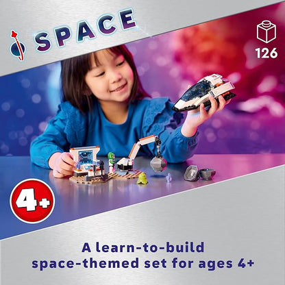 LEGO City Spaceship and Asteroid Discovery Toy Building Set, Gift for Kids Ages 4 Years Old and Up who Love Pretend Play, Includes 2 Space Crew Minifigures, Alien, Crystals, and Crane Toy, 60429