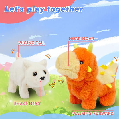 Hopearl Walking Polar Bear Interactive Electronic Pet Plush White Bear Toy with Sounds and Movements Animated Shaking Head Gifts for Toddlers Birthday, 9''