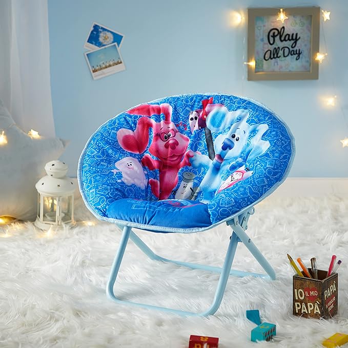 Nickelodeon Blues Clues Toddler 19” Folding Saucer Chair with Cushion, Ages 3+, Polyester