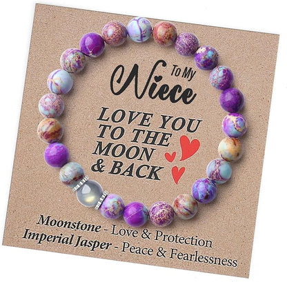 THEMEROL Handmade Gifts for Girls/Women-Love/Protection-Natural Crystal Bracelet for Daughter Granddaughter Niece Sister Mom Aunt Wife