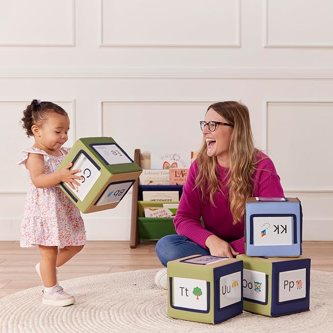 ECR4Kids SoftZone Picture Me Blocks, Activity Cubes, Earthtone, 4-Piece