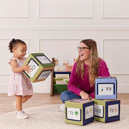 ECR4Kids SoftZone Picture Me Blocks, Activity Cubes, Earthtone, 4-Piece