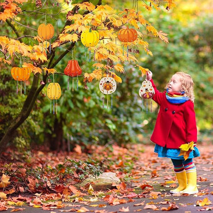 gisgfim 16 Pack Thanksgiving Pumpkin Wind Chime Crafts Kits for Kids Make Your Own Pumpkin Wind Chime Wooden DIY Arts and Crafts for Fall Party School Classroom Decorations Supplies Birthday Favors