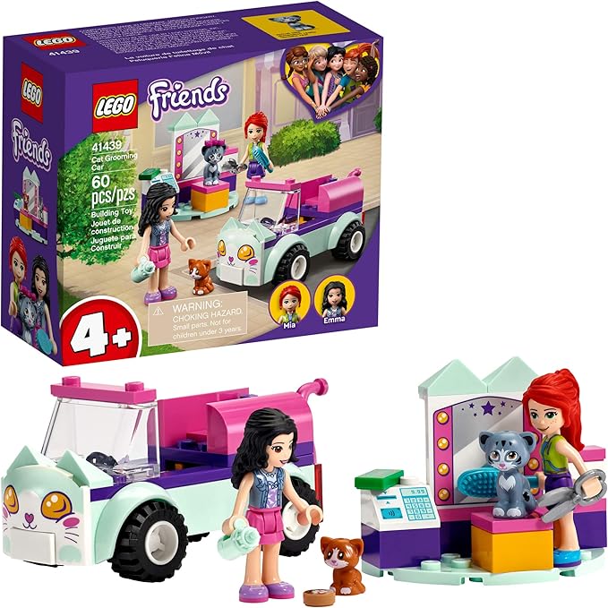 LEGO Friends Cat Grooming Car 41439 Building Kit; Collectible Toy That Makes a Great Holiday or Birthday Gift Idea, New 2021 (60 Pieces)
