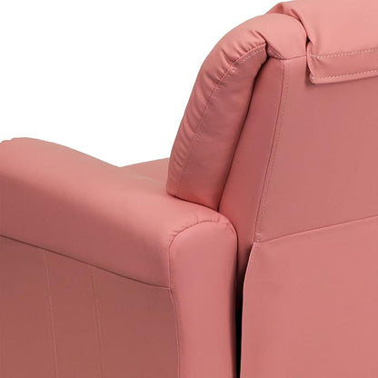Flash Furniture Vana Vinyl Kids Recliner with Cup Holder, Headrest, and Safety Recline, Contemporary Reclining Chair for Kids, Supports up to 90 lbs., Pink