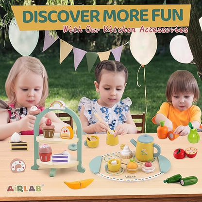 Tea Sets for Toddlers 3-5 Girl Birthday Gift 2 Year Old Princess Party Wooden Play Food Toy Sets for Kids Kitchen Accessories Age 3 4 5 6 Wood Educational Toys