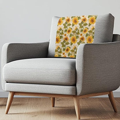 Sunflower Head Protector for Sofa Fabric Recliner Headrest Cover for Recliners Pet Scratch Resistant Couch Headrest Protector Furniture Protector for Recliner Sofa Slipcovers Set of 3