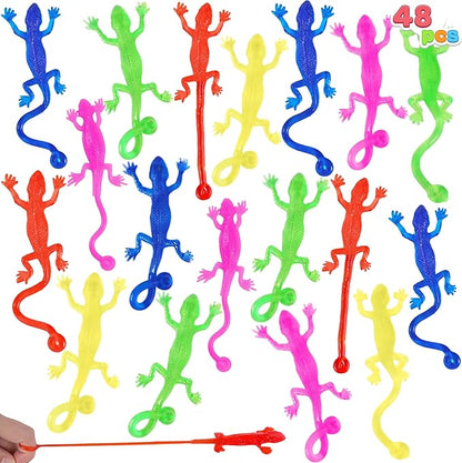 JOYIN 48Pcs Sticky Lizards Party Favors, Party Favors Set for Kids, Holiday Traditions, Classroom Treasure Box, Carnival Prizes, Bulk Pinata Stuff Mini Toys, Goodie Bags for Kids