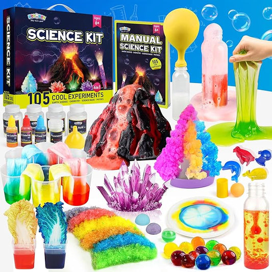 Science Kit for Kids, 105 Science Lab Experiments, STEM Project Educational Toy with Volcano Erupting, Crystal Growing, Chemistry Set, Science Toys, Boys Girls Birthday Gift Ideas, Ages 6+