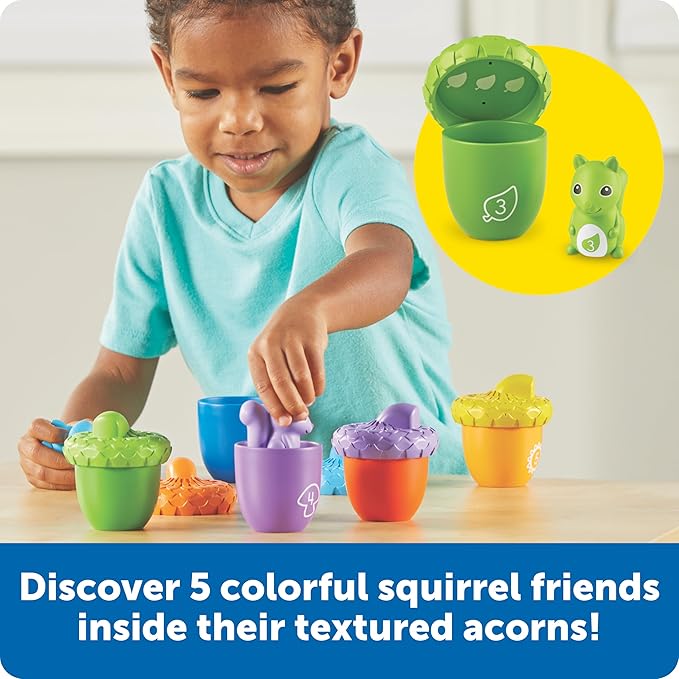 Learning Resources Snap-n-Learn Surprise Squirrels - Toddler Montessori Toys, Preschool Activities, Counting and Fine Motor Skills, Sorting, Pattering, Color Recognition, Gifts for Boys and Girls