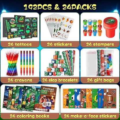 BenLouis 192Pcs Sports Party Favors Football Basketball Soccer Baseball Party Coloring Books Set Bulk for Kids Sports Themed Party Team Gift Goodie Bag Fillers School Classroom games Rewards
