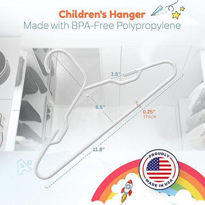 60pk Made in USA Baby Hangers | Kids Hangers for Children's Clothes, Toddler Outfits and Clothing | 20 50 100 Pack Available | Kid Plastic Hanger for Closet and Nursery | Child Kid Hangars (Peach)