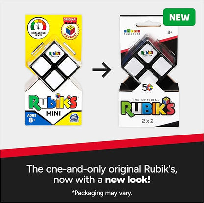 Rubik's Cube, The Official 2x2 Rubik's Cube Mini Classic Color-Matching Puzzle, Twisting Fidget Toy, Challenging Brain Teaser & Sensory Puzzle for Adults, Teens, & Kids, for Ages 8 & Up