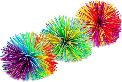 Leinuosen 12 Pieces Stringy Balls Sensory Stringy Ball End of Year Gifts Soft Rainbow Pom Bouncy Stress Bags Basket Stuffers Fillers Party Favors Birthday Gifts, Multicolor (2.75 Inch)