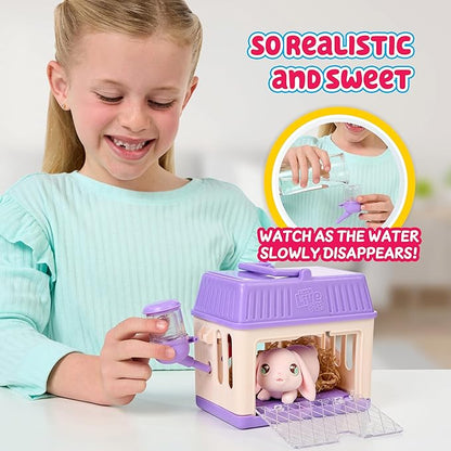 Little Live Pets Bunny Mini Interactive Live Pet Toy Set, Hutch Animal Playset with 3 Surprise Babies, 20+ Sounds, Bunny Accessories for Girls Toys for Ages 3+