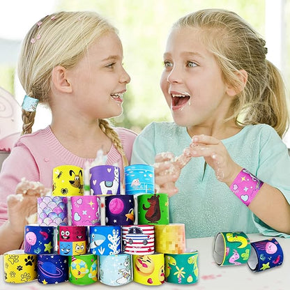 Viicoor Slap Bracelets for Kids 30 PCS Wristbands Snap Bracelet Bulk Gadget Gifts Prizes Students