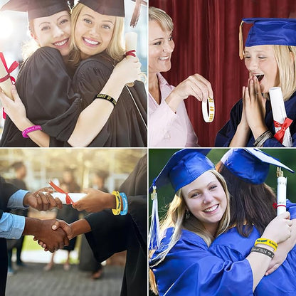 JUNEBRUSHS Class of 2024 Graduation Silicone Bracelets, Congrats Grad Rubber Bands Wristbands for Students Teachers Graduation Celebrating Party Favors High School University Gifts Supplies