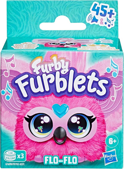 Furby Furblets Flo-Flo Mini Friend, Electronic Plush Toys, Pink Flamingo, Speaks Furbish & Plays Music, Series 5, Easter Basket Stuffers, Ages 6+