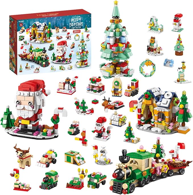 Calendar 2024 Christmas Building Blocks Set, 6 IN 1 Christmas Toys, Building Blocks Toys Holiday Countdown Calendars, Ideas Gift for for Teens Boys Girls 6-12 Year (Large)