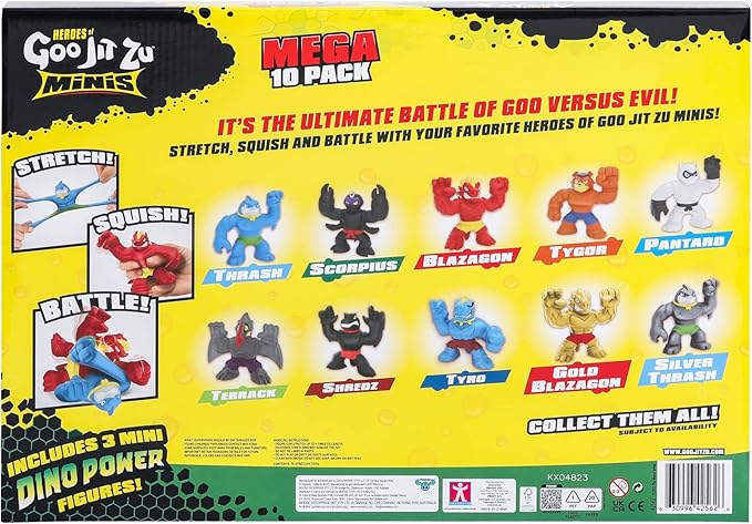 Heroes of Goo Jit Zu Minis, Minis Mega 10 Pack. Stretch, Squish, Battle with 10 Mini in One Pack!