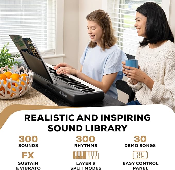 Alesis Melody 61 MK4 Keyboard Piano for Beginners with 61 Keys Speakers, Tablet/Sheet Music Stand, 300 Sounds and Music Lessons
