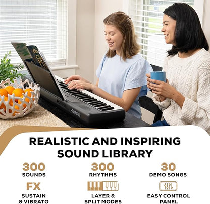 Alesis Melody 61 MK4 Keyboard Piano for Beginners with 61 Keys Speakers, Tablet/Sheet Music Stand, 300 Sounds and Music Lessons
